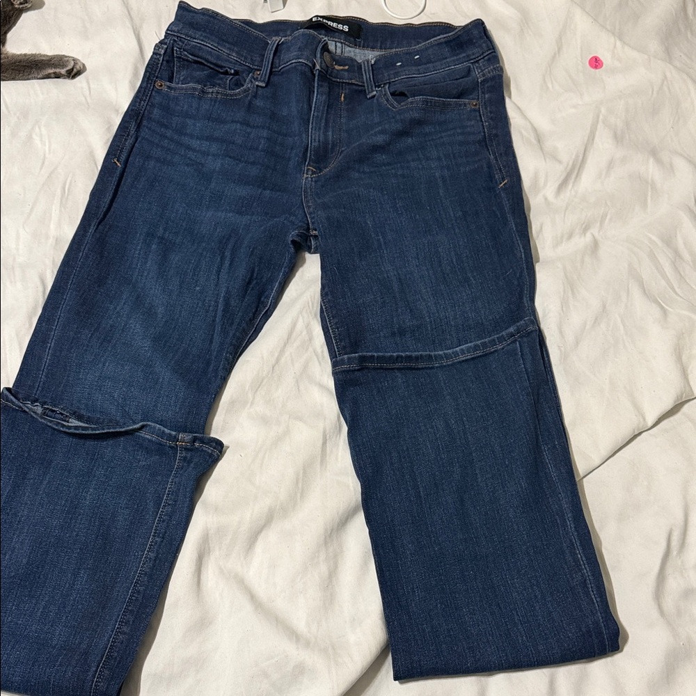 Express Women's Straight Leg Jeans in Deep Blue